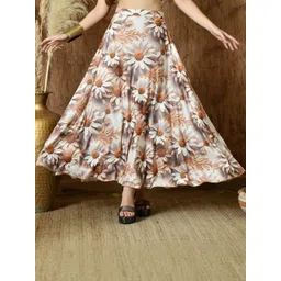 Vagisha Women Floral Printed Flared Maxi Slip-On Skirt-picture-23