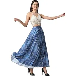 vagisha Women Floral Printed Skirt | Stylish A- Line Pleated Skirt | Party Casual Wear Floor Length Skirt-picture-21