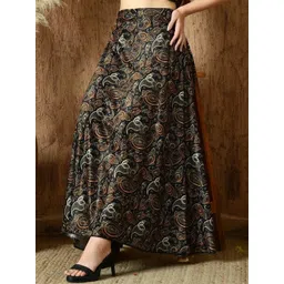 Vagisha Women Paisley Printed Flared Maxi Skirt-picture-13