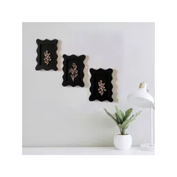 VAH Kya Bat Hai !! 3Pcs Black & Brown Wooden Floral Wall Decor-picture-32