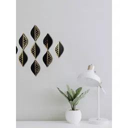 VAH Kya Bat Hai !! Black & Yellow Textured Mirror Leaves Stickers Wall Decor-picture-13