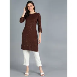 VAHSON Floral Embroidered Chikankari Kurta-picture-23