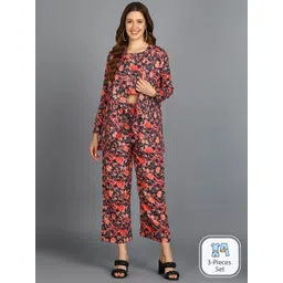 VAHSON Floral Printed Top & Trousers With Shrug-picture-20
