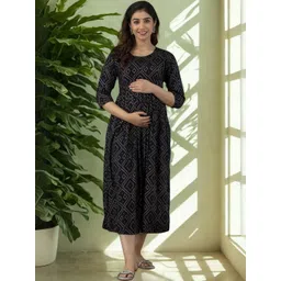 Vaidiki Plus Size Bandhani Printed Maternity Dress-picture-45