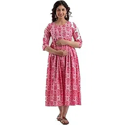 Women's 100% Cotton Maternity Feeding Kurti with Zipper-image-0