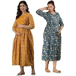 Women's 100% Cotton Maternity Feeding Kurti with Zipper-image-2