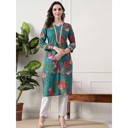 Vaimiya Women Floral Printed Festive Cotton Straight Kurta-picture-30
