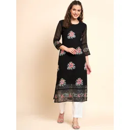 VAIRAGEE Floral Embroidered Georgette Kurta-picture-13