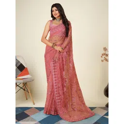 VAIRAGEE Floral Embroidered Net Saree-picture-39