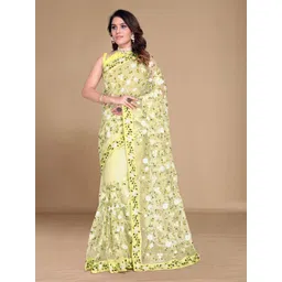 VAIRAGEE Floral Embroidered Net Saree-picture-30