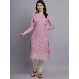 VAIRAGEE Floral Embroidered Sequinned Georgette Kurta-image-26