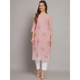 VAIRAGEE Floral Embroidered Straight Georgette Kurta-picture-15