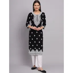VAIRAGEE Floral Embroidered Thread Work Straight Kurta-picture-38