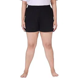 vaishvik Women Plus Size Hot Pant Cotton Shorts Black-picture-20