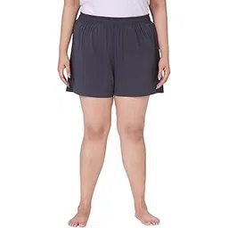 vaishvik Women Plus Size Hot Pant Cotton Shorts Dark Grey-picture-19