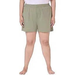 vaishvik Women Plus Size Hot Pant Cotton Shorts Light Green-picture-22