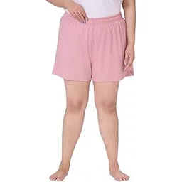 vaishvik Women Plus Size Hot Pant Cotton Shorts Light Pink-picture-23