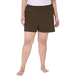 vaishvik Women Plus Size Hot Pant Cotton Shorts Olive-picture-21