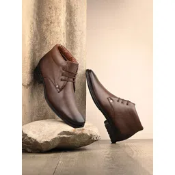 Valentino Men Premium Leather Lace Up Ankle Regular Boots-picture-11