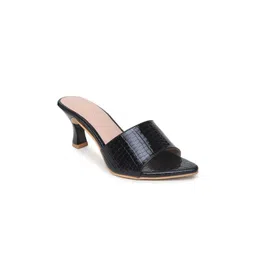 VALIOSAA Black Textured Block Mules-picture-30