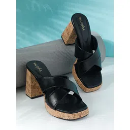 VALIOSAA Cross Strap Solid Block Sandals-picture-35