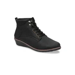 VALIOSAA Women Black Solid Heeled Boots-picture-32