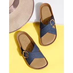 VALIOSAA Women Denim Open Toe Fltas With Buckles-picture-18