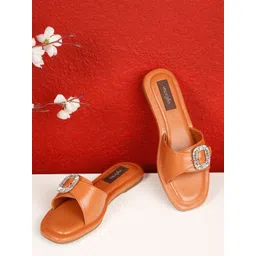 VALIOSAA Women Open Toe Flats with Western - Embellished-picture-19