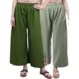 valles365 by s.c. Pack of 2 Flared Women Viscose Rayon Palazzo-picture-18