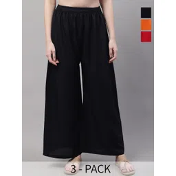 Valles365 by S.C. Women Pack of 3 Flared Ethnic Palazzos-picture-40