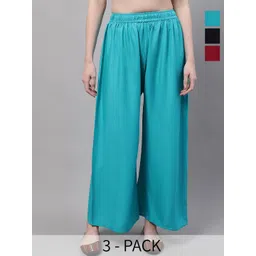 Valles365 by S.C. Women Pack Of 3Wide Leg Ethnic Palazzos-picture-32