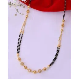 valley of jewellery (voj) Women Gold-Plated Beaded Mangalsutra -picture-12