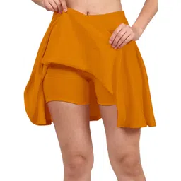 valley Women Solid Flared Yellow Skirt-picture-11