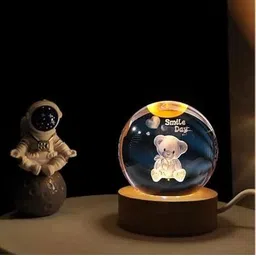 valsheri 3D Smile Day Crystal Ball Figurine LED Light Base Home Decor Display Study Lamp-picture-26