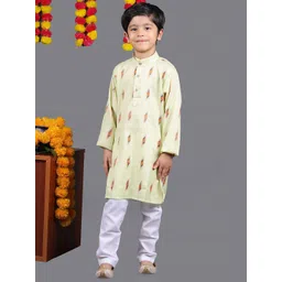 VALUE CREATION Boys Embroidered Mandarin Collar Straight Kurta With Pyjamas-picture-17