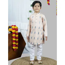 VALUE CREATION Boys Printed Mandarin Collar Straight Kurta With Pyjamas-picture-33