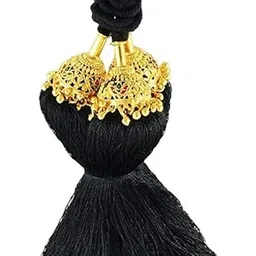 Vama Synthetic Indian Traditional Hair Kunjalam Jada Kupullu Dance Bharatanatyam Kuchipudi Kemp Ready Jadai Set Hair Jewellery for Wedding Women, Black, Pack of 1-image-34