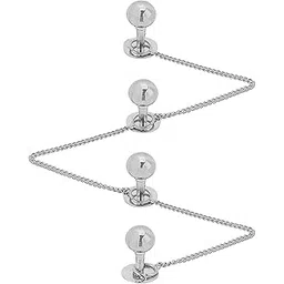 vama Fashions Silver Plated White Stone Kurta Buttons Studs Cufflinks with Chain for Men and Women-picture-10