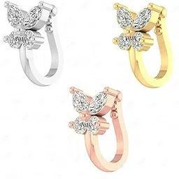 vama Fashions Without Piercing Nosepin Clip on Pressing type Nath Nose Ring Stud for Women & Girls-picture-30