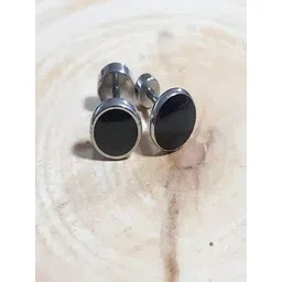 VAMA Set Of 3 Stainless Steel Silver-Plated Crystals Studded Circular Shaped Studs-image-9