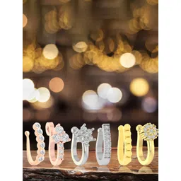 VAMA Set Of 4 CZ-Studded Non Piercing Nose-Pin-picture-17