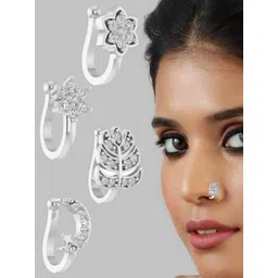 VAMA Silver-Plated Cubic Zirconia Stud Nosepin-picture-29