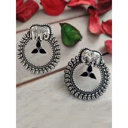 VAMA Silver-Plated Oxidised Contemporary Studs-picture-33