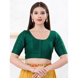 VAMAS - THE DESIGNER BLOUSES Dupion-Silk Round Neck Padded Saree Blouse-picture-35