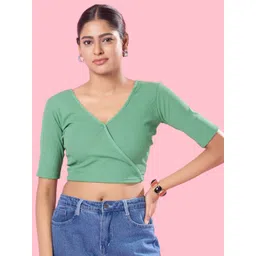 VAMAS - THE DESIGNER BLOUSES Ribbed Fitted Crop Top-picture-14
