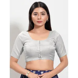 VAMAS - THE DESIGNER BLOUSES Silk Round Neck-Neck Padded Saree Blouse-picture-33