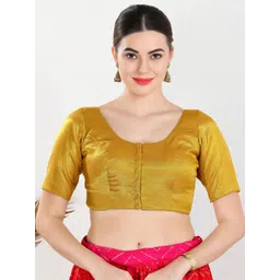 VAMAS - THE DESIGNER BLOUSES Silk Round Neck Padded Saree Blouse-picture-21