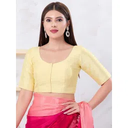 VAMAS - THE DESIGNER BLOUSES Silk Round Neck Padded Saree Blouse-picture-12