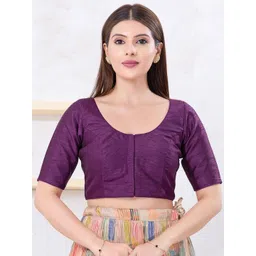 VAMAS - THE DESIGNER BLOUSES Silk Round Neck Padded Saree Blouse-picture-13