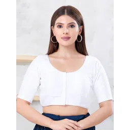 VAMAS - THE DESIGNER BLOUSES Silk Round Neck Padded Saree Blouse-picture-25